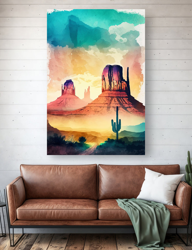 Monument Valley Desert Sunset Print Arizona Sonoran Wall Art Southwest Watercolor Boho Southwestern Decor