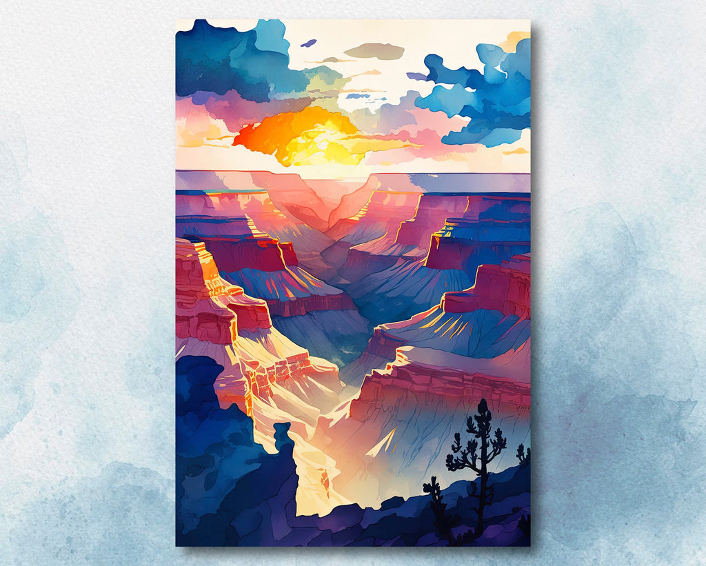 Grand Canyon National Park Sunset Print Arizona Sonoran Wall Art Southwest Desert Watercolor Boho Southwestern Decor