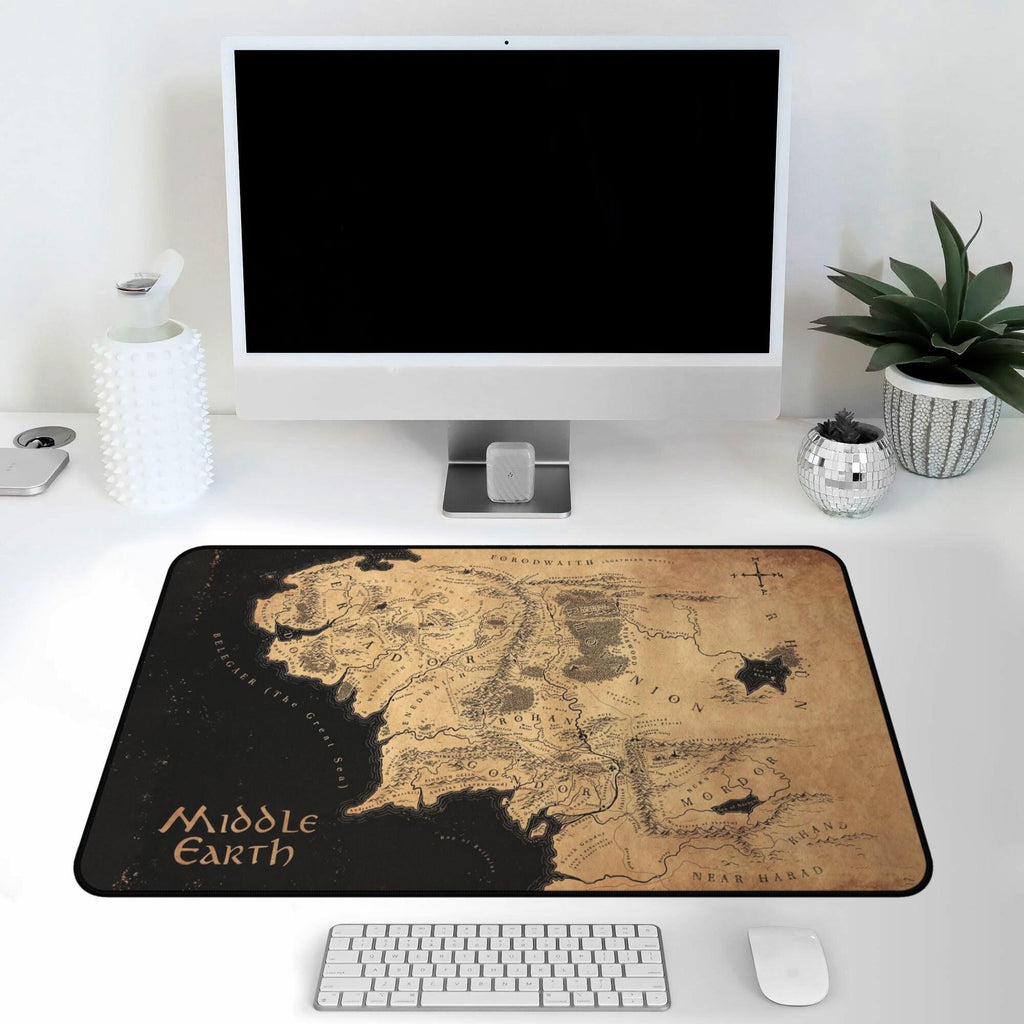 Tolkien Fantasy Map Desk Mat, Epic Adventure Mouse Pad, Nerdy Mythical Gifts, Fantasy Home Office Decor