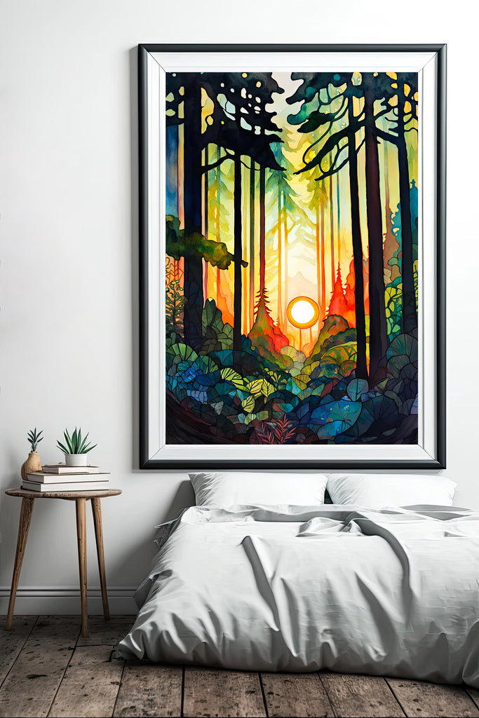 Redwood Forest Sunset California Print, Sequoia National Park Wall Art, Landscape Painting, Rustic Canvas Art, Woodland Home Decor