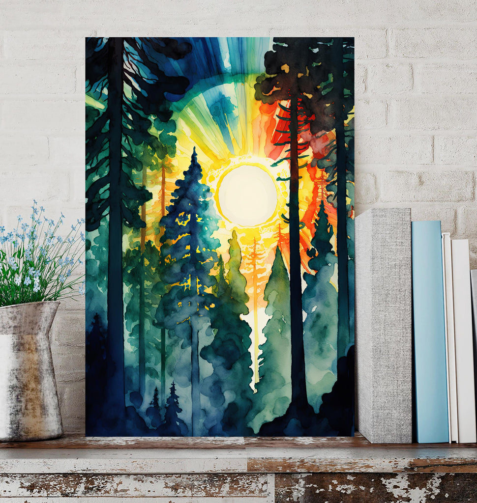 Redwood Forest Sunset California Print, Sequoia National Park Wall Art, Landscape Painting, Rustic Canvas Art, Woodland Home Decor