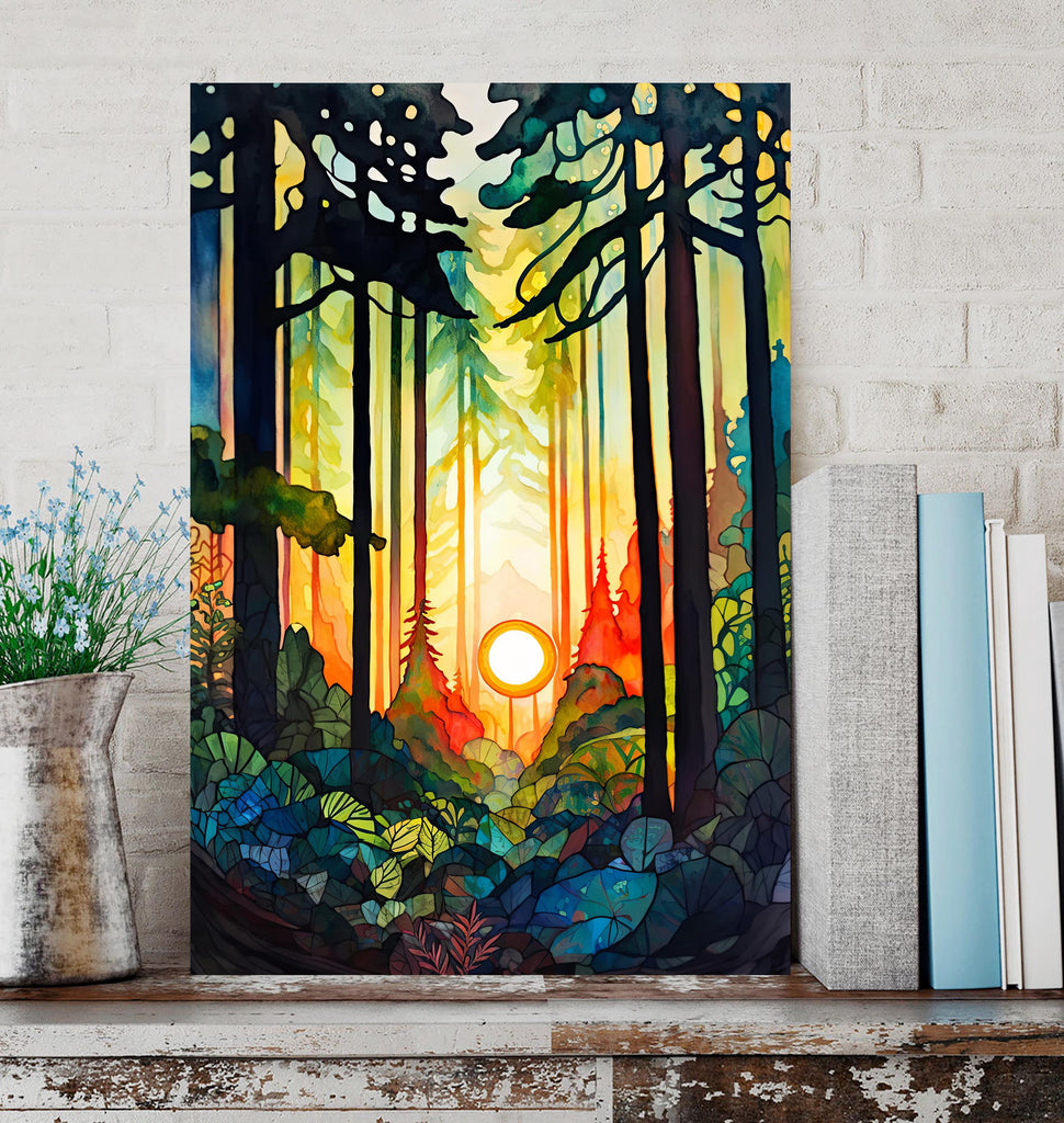 Redwood Forest Sunset California Print, Sequoia National Park Wall Art, Landscape Painting, Rustic Canvas Art, Woodland Home Decor