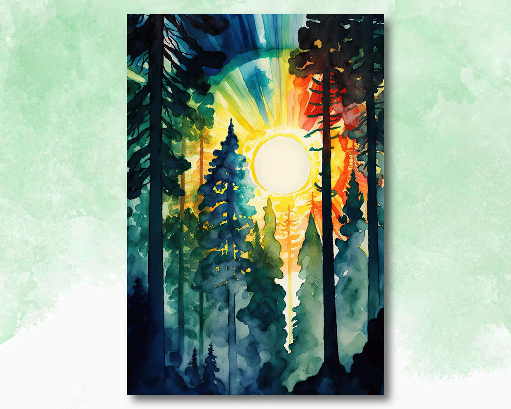 Redwood Forest Sunset California Print, Sequoia National Park Wall Art, Landscape Painting, Rustic Canvas Art, Woodland Home Decor