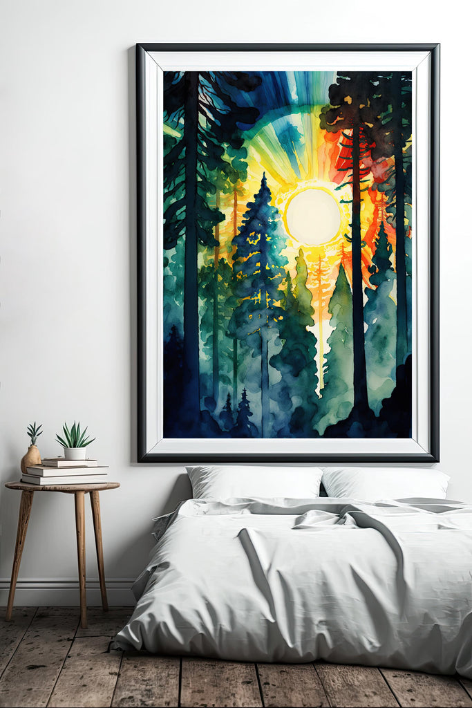 Redwood Forest Sunset California Print, Sequoia National Park Wall Art, Landscape Painting, Rustic Canvas Art, Woodland Home Decor