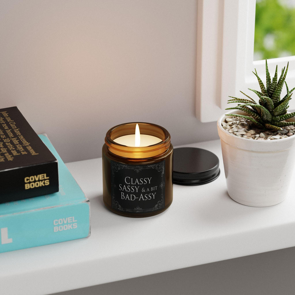 Funny Soy Candle Classy, Sassy & A Little Bit Bad-Assy Gift for Her, Amber Jar Candle, Cheeky Self-Care Gift, Luxury Bath Home Decor