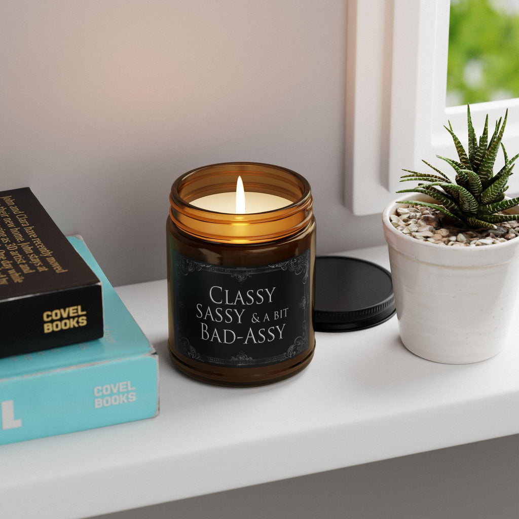 Funny Soy Candle Classy, Sassy & A Little Bit Bad-Assy Gift for Her, Amber Jar Candle, Cheeky Self-Care Gift, Luxury Bath Home Decor