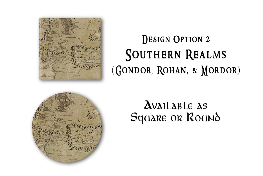 Tolkien Fantasy Map Coaster Set, Nerdy Drink Ceramic Coasters, Literature Bookworm Gift, Mythical Adventure Home Decor