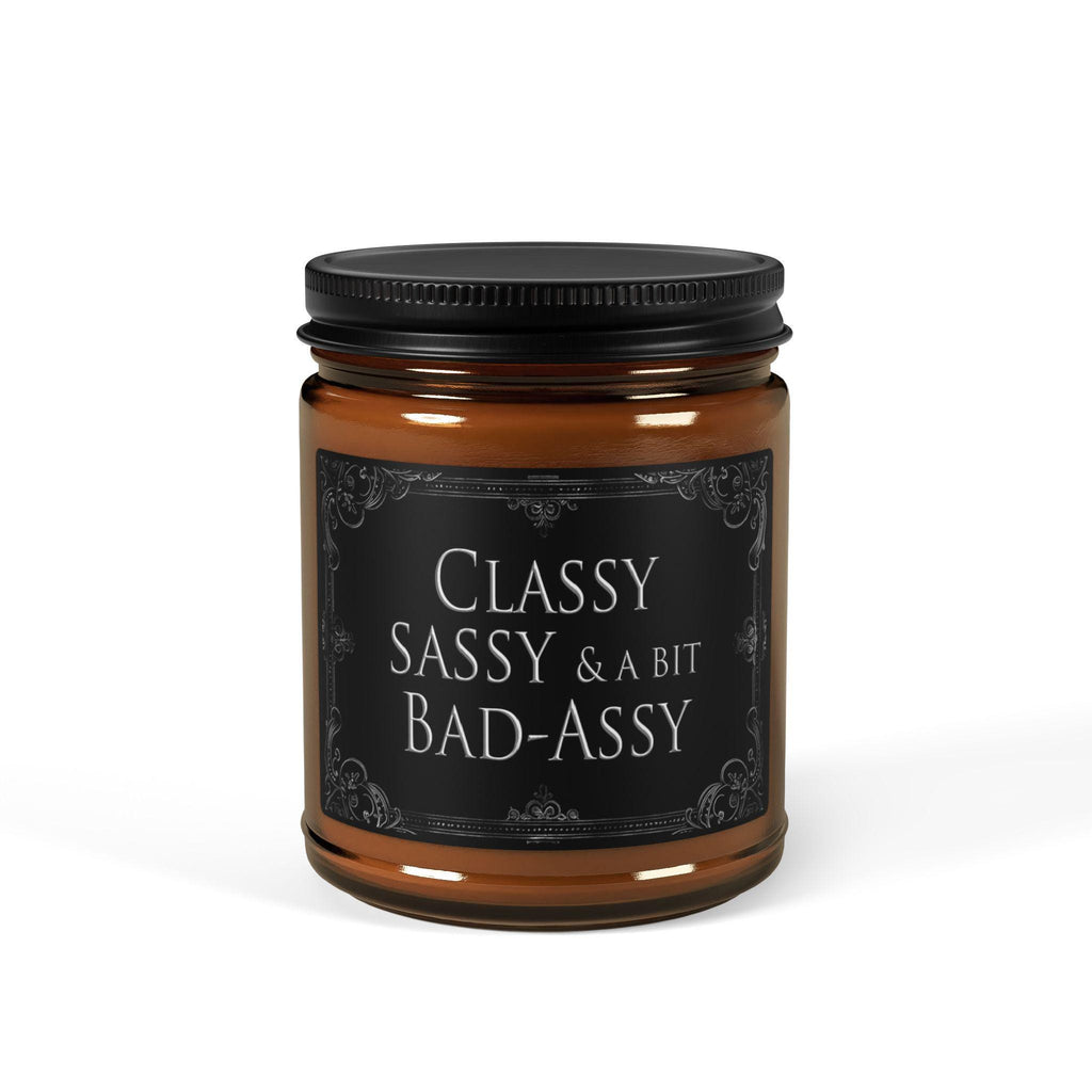Funny Soy Candle Classy, Sassy & A Little Bit Bad-Assy Gift for Her, Amber Jar Candle, Cheeky Self-Care Gift, Luxury Bath Home Decor