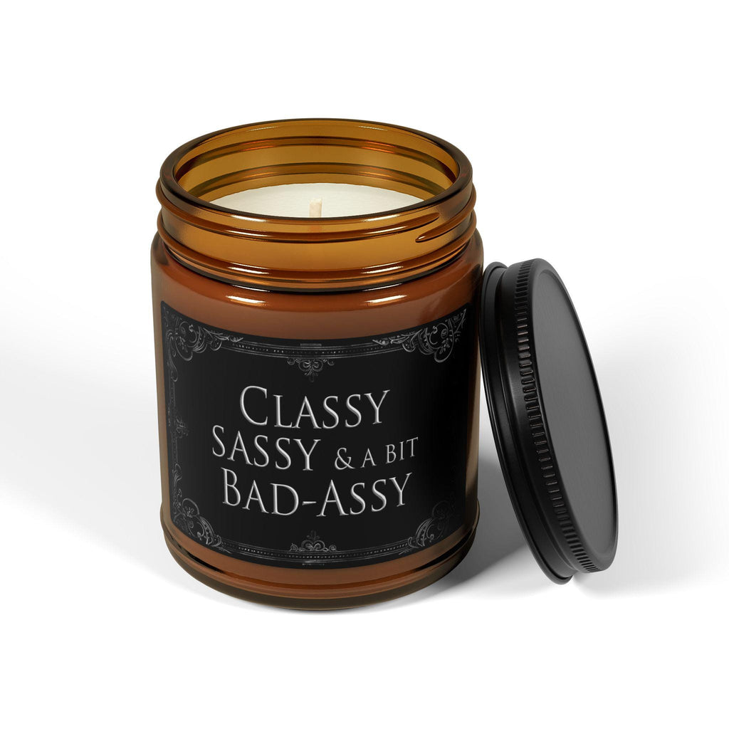 Funny Soy Candle Classy, Sassy & A Little Bit Bad-Assy Gift for Her, Amber Jar Candle, Cheeky Self-Care Gift, Luxury Bath Home Decor