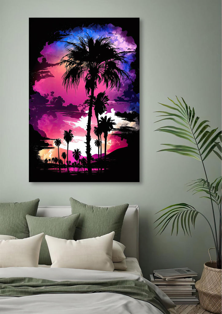 Palm Tree Sunset Art Print Watercolor Coastal Wall Art Nature Inspired Gift Tropical Beach House Home Decor