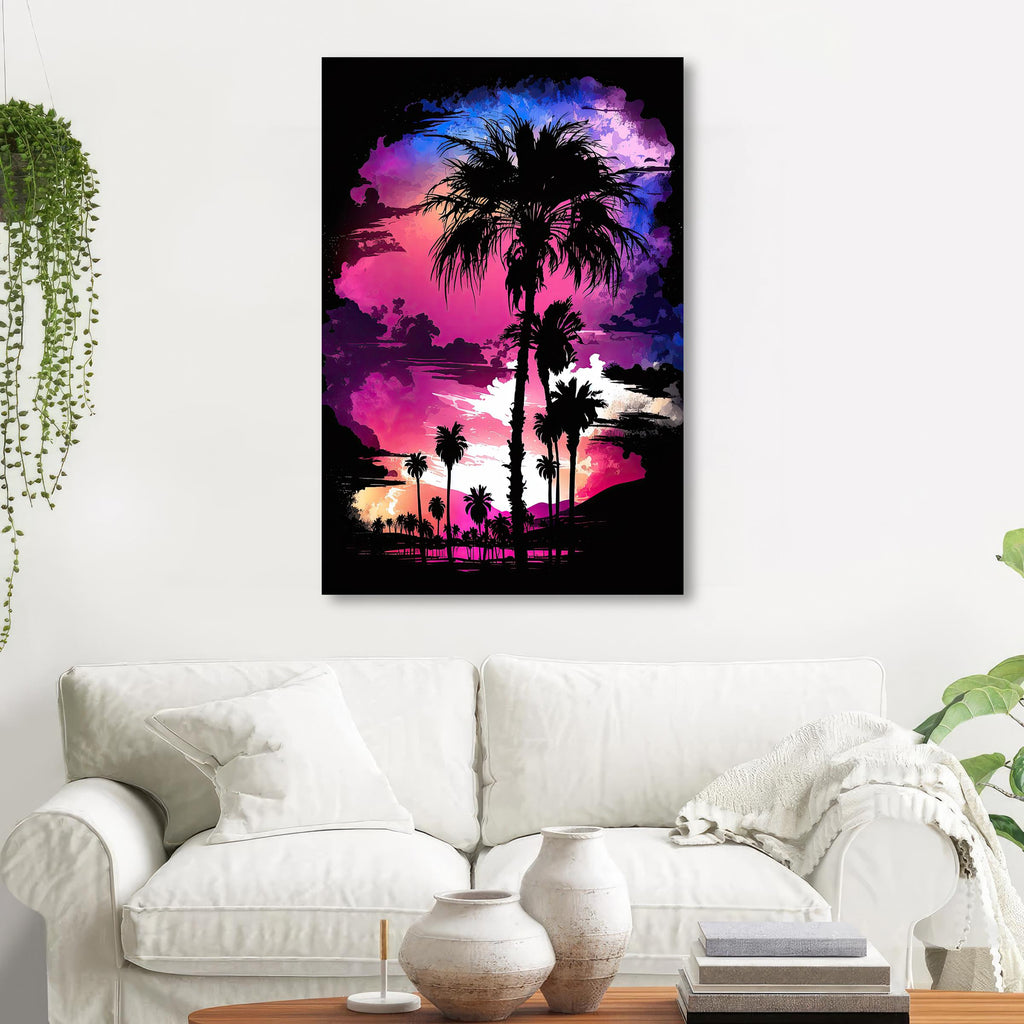Palm Tree Sunset Art Print Watercolor Coastal Wall Art Nature Inspired Gift Tropical Beach House Home Decor