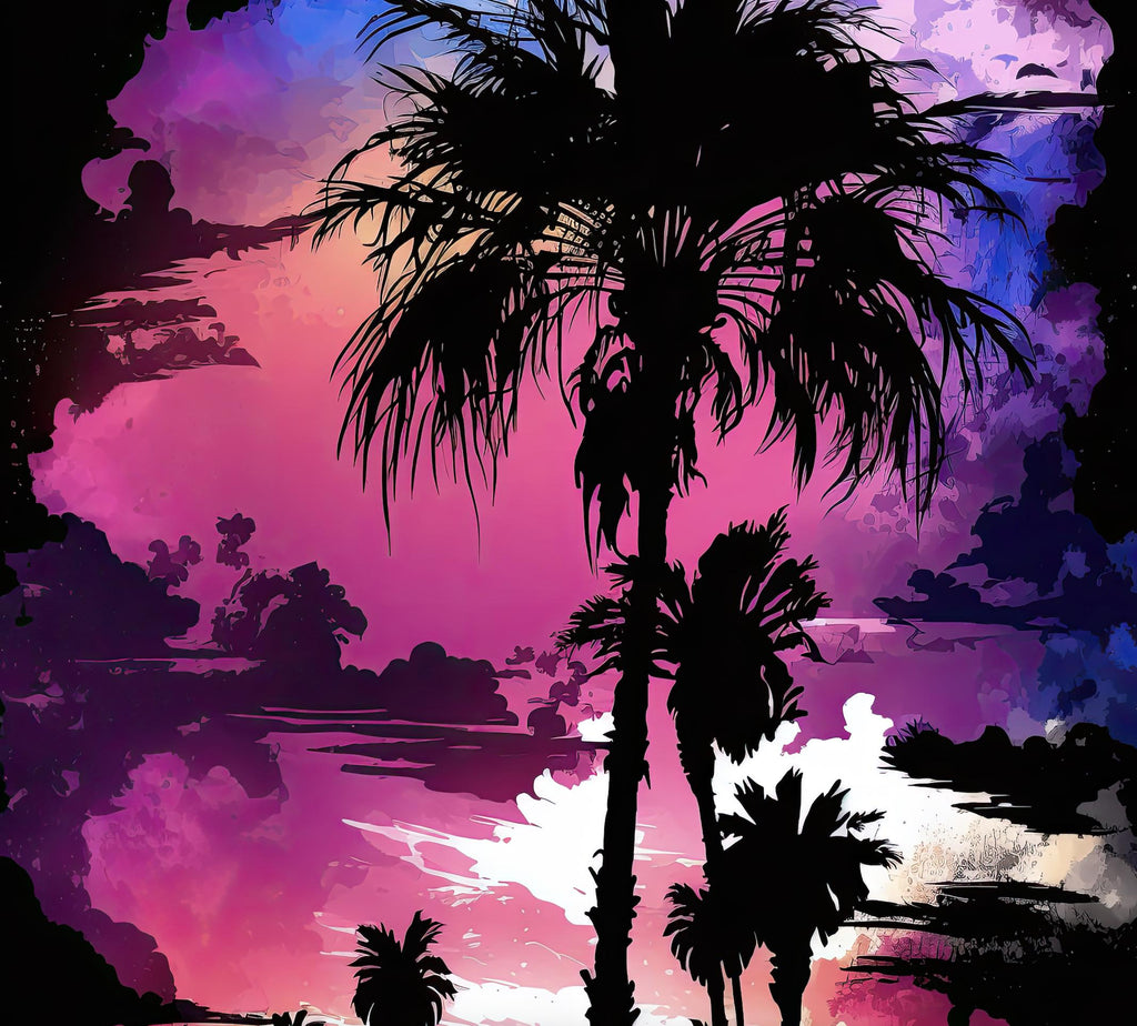 Palm Tree Sunset Art Print Watercolor Coastal Wall Art Nature Inspired Gift Tropical Beach House Home Decor