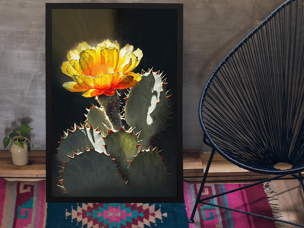 Flower Cactus Plant Print Watercolor Painting Botanical Desert Wall Art Nature Inspired Southwest Gift Rustic Western Decor