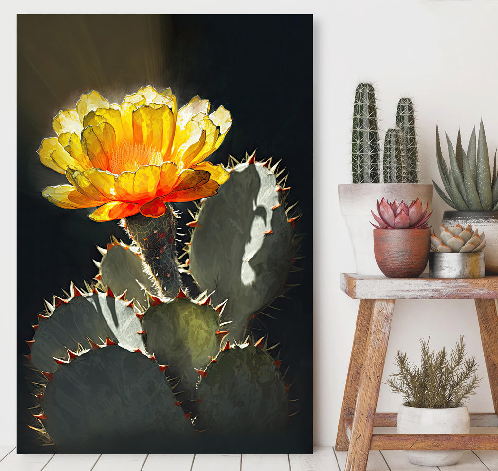 Flower Cactus Plant Print Watercolor Painting Botanical Desert Wall Art Nature Inspired Southwest Gift Rustic Western Decor
