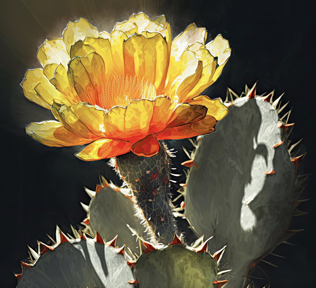 Flower Cactus Plant Print Watercolor Painting Botanical Desert Wall Art Nature Inspired Southwest Gift Rustic Western Decor