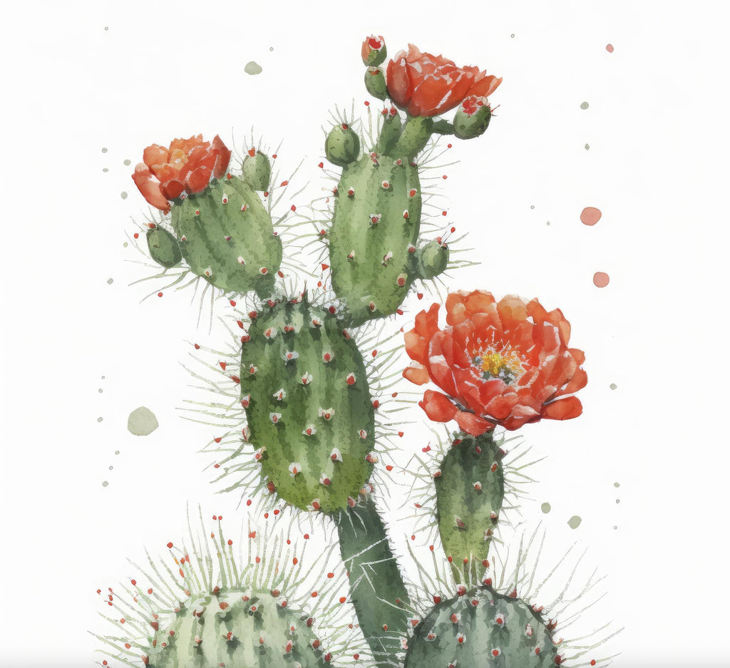 Flower Cactus Plant Print Watercolor Painting Botanical Desert Wall Art Nature Inspired Southwest Gift Rustic Western Decor