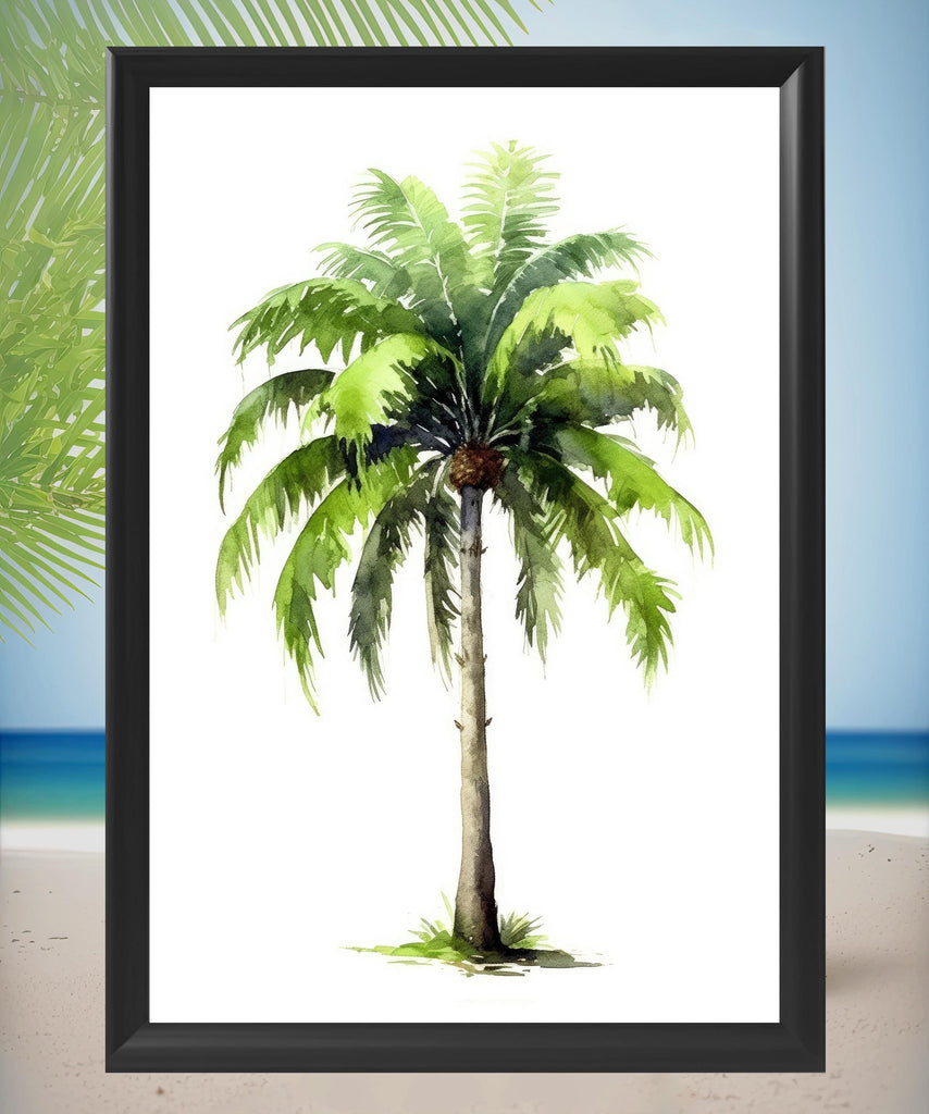 Palm Tree Botanical Art Prints Coastal Wall Art Watercolor Nature Inspired Island Summer Gift Beach House Decor