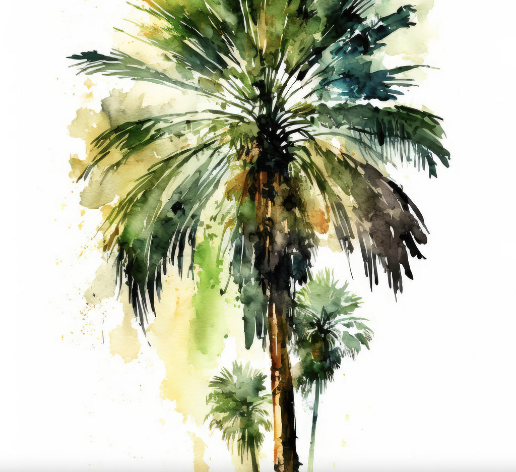 Palm Tree Botanical Art Prints Coastal Wall Art Watercolor Nature Inspired Island Summer Gift Beach House Decor