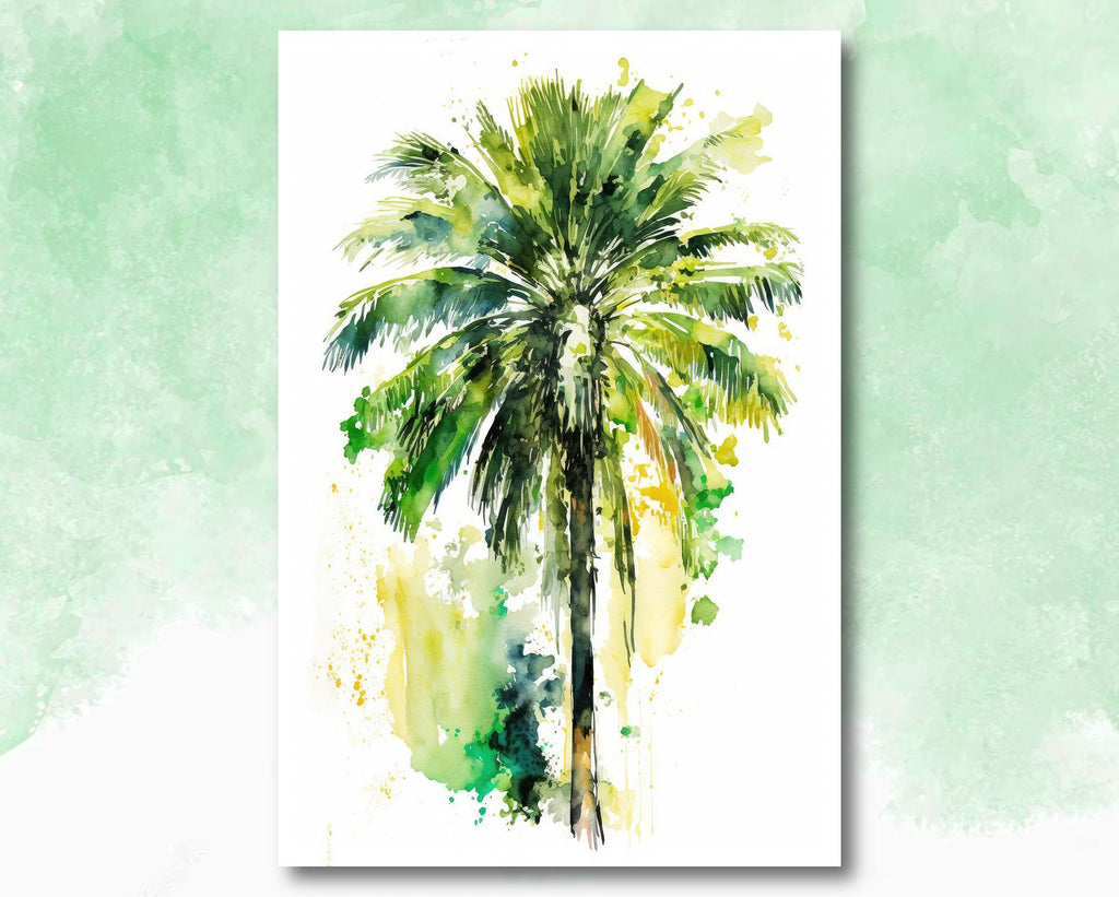 Palm Tree Botanical Art Prints Coastal Wall Art Watercolor Nature Inspired Island Summer Gift Beach House Decor