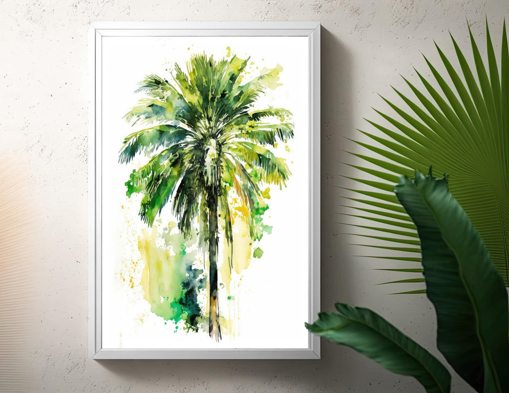 Palm Tree Botanical Art Prints Coastal Wall Art Watercolor Nature Inspired Island Summer Gift Beach House Decor