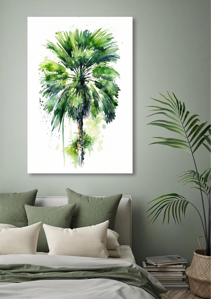 Palm Tree Botanical Art Prints Coastal Wall Art Watercolor Nature Inspired Island Summer Gift Beach House Decor