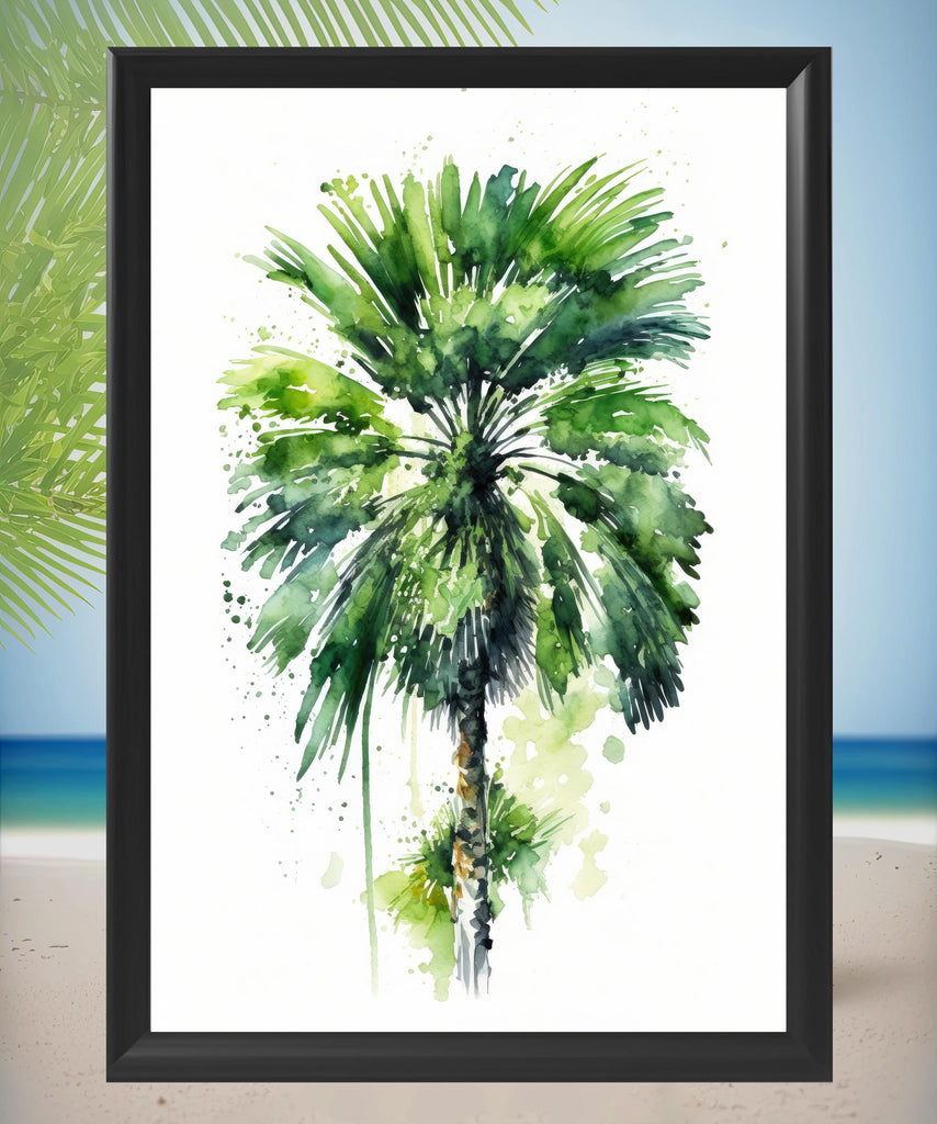 Palm Tree Botanical Art Prints Coastal Wall Art Watercolor Nature Inspired Island Summer Gift Beach House Decor