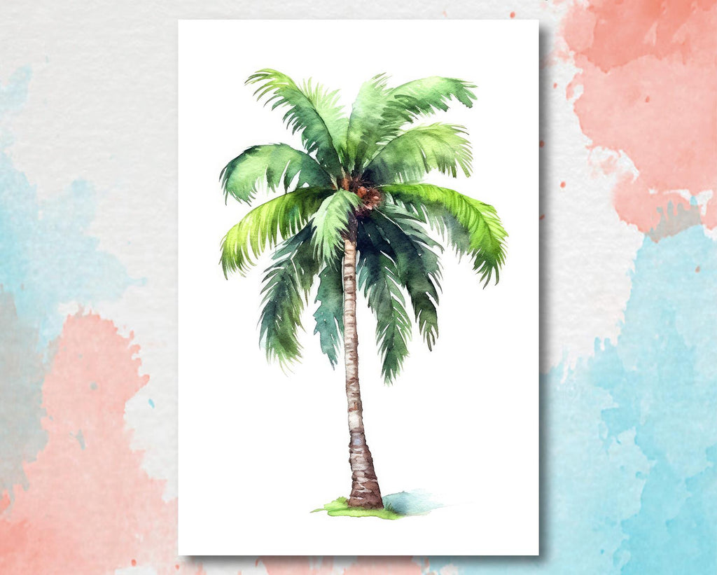 Palm Tree Botanical Art Prints Coastal Wall Art Watercolor Nature Inspired Island Summer Gift Beach House Decor