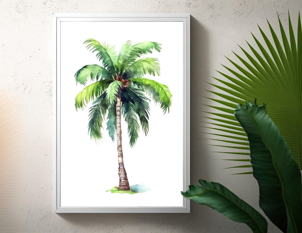 Palm Tree Botanical Art Prints Coastal Wall Art Watercolor Nature Inspired Island Summer Gift Beach House Decor