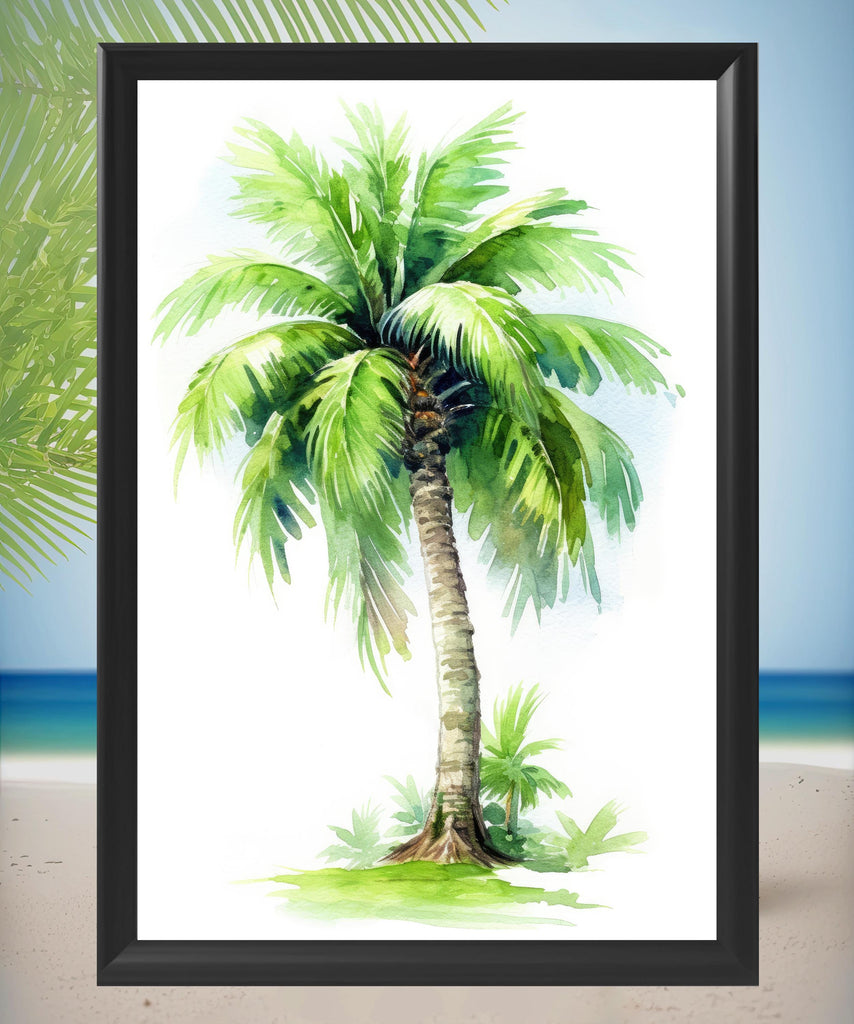 Palm Tree Botanical Art Prints Coastal Wall Art Watercolor Nature Inspired Island Summer Gift Beach House Decor