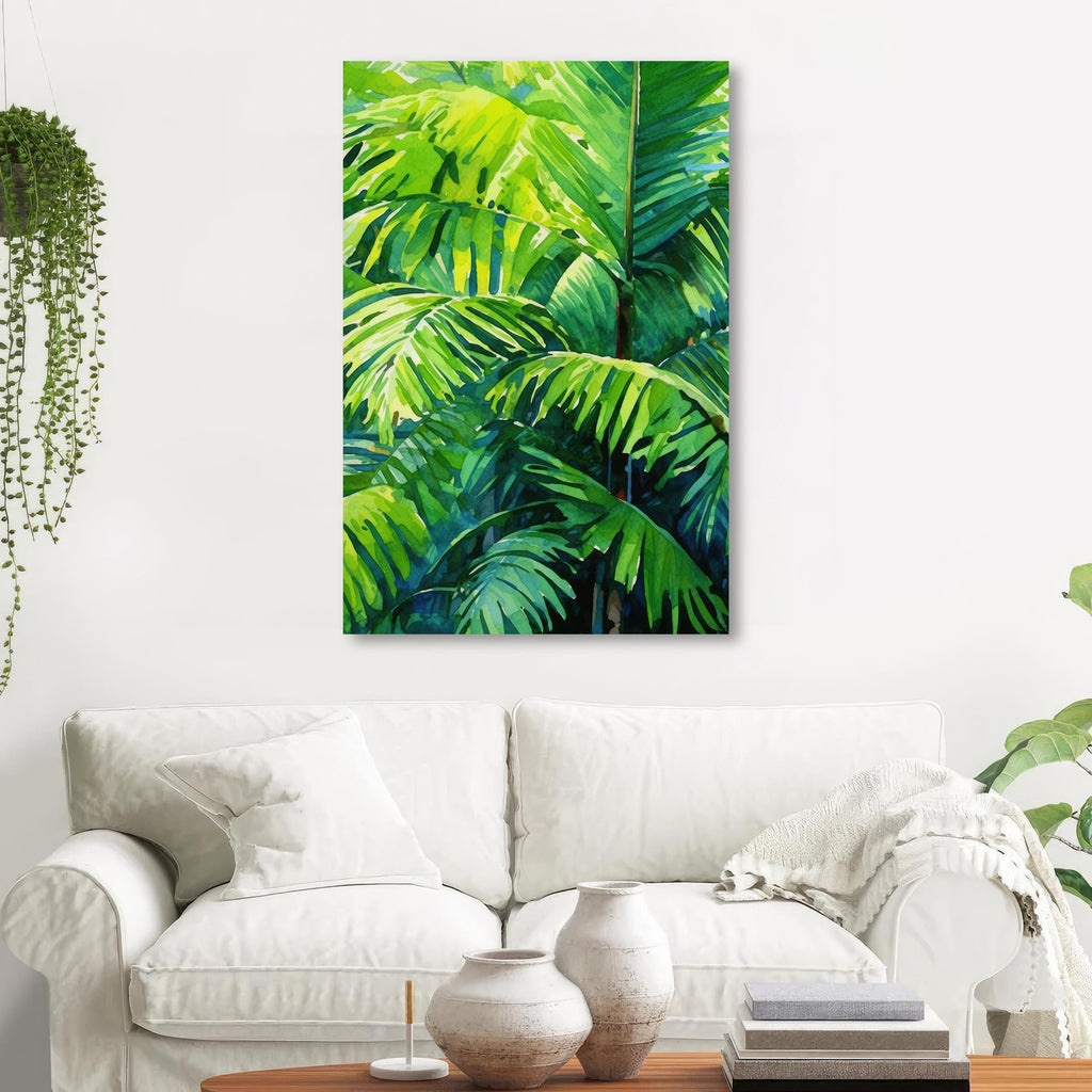 Palm Tree Fronds Botanical Art Prints Coastal Wall Art Watercolor Nature Inspired Island Summer Gift Beach House Decor