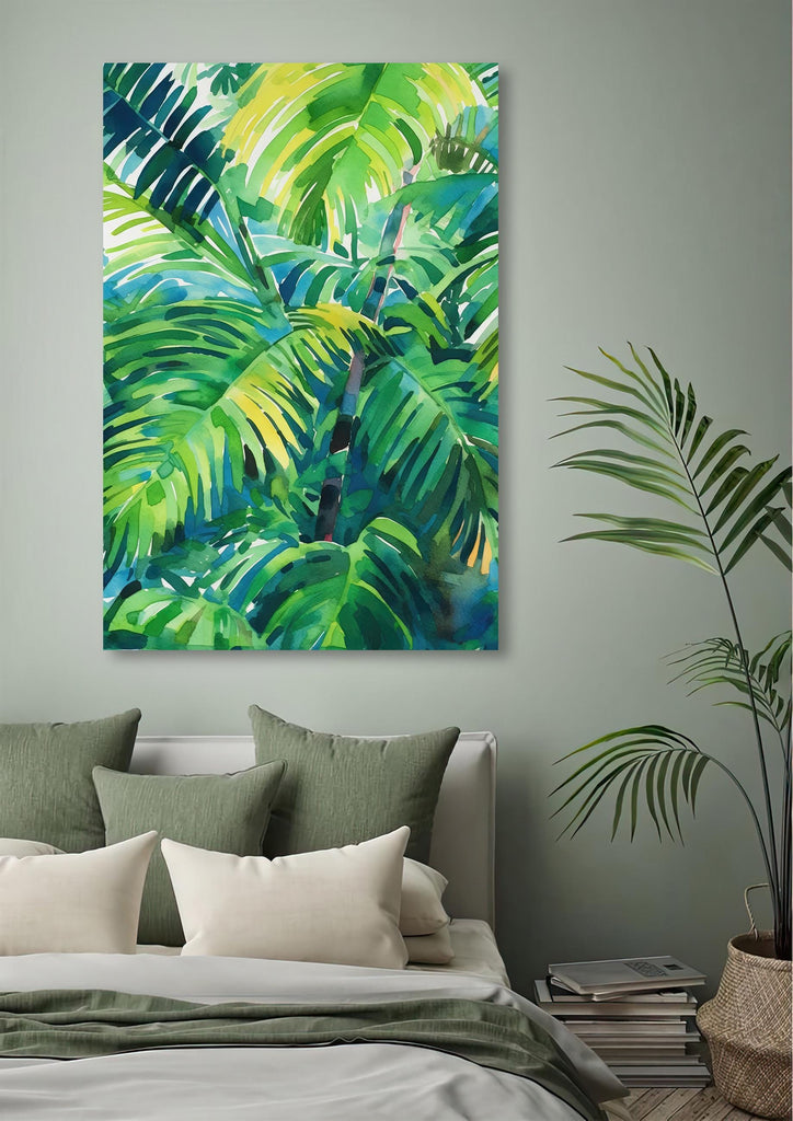 Palm Tree Fronds Botanical Art Prints Coastal Wall Art Watercolor Nature Inspired Island Summer Gift Beach House Decor