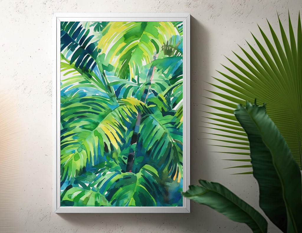 Palm Tree Fronds Botanical Art Prints Coastal Wall Art Watercolor Nature Inspired Island Summer Gift Beach House Decor