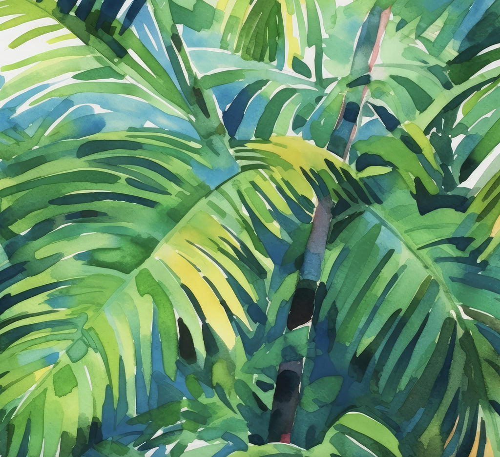 Palm Tree Fronds Botanical Art Prints Coastal Wall Art Watercolor Nature Inspired Island Summer Gift Beach House Decor