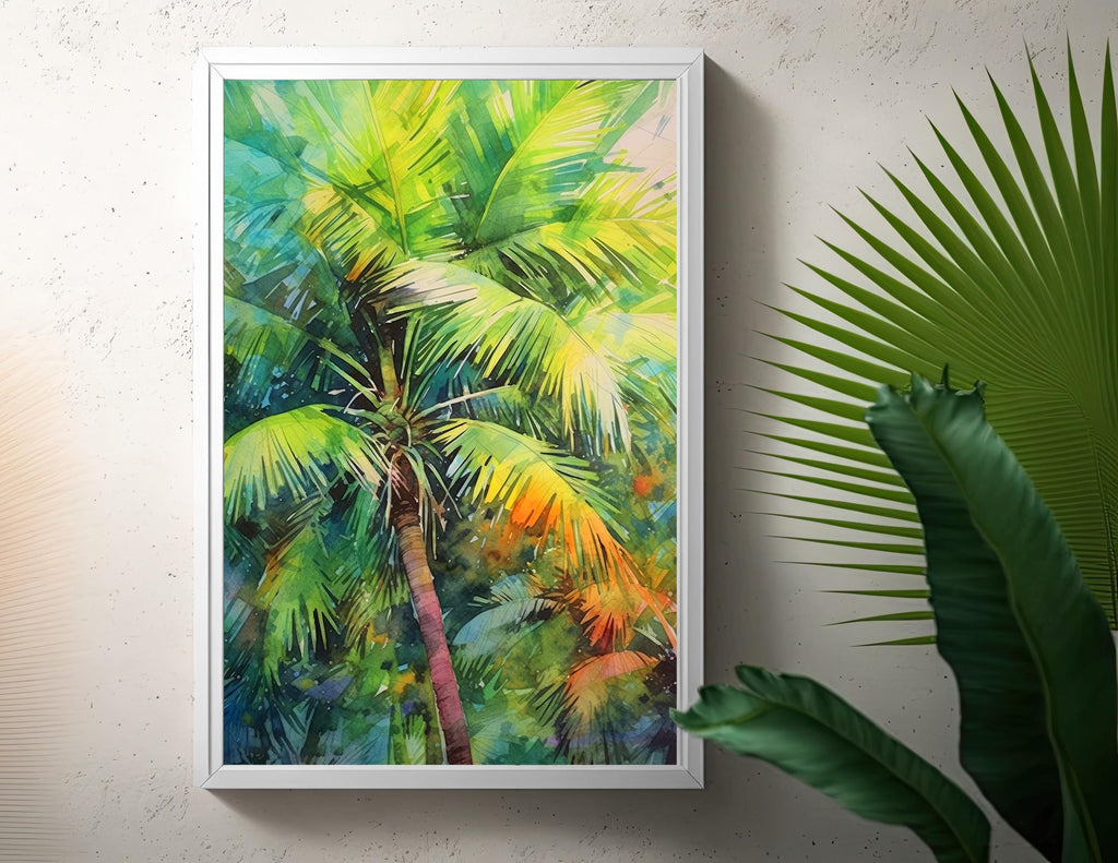 Palm Tree Fronds Botanical Art Prints Coastal Wall Art Watercolor Nature Inspired Island Summer Gift Beach House Decor