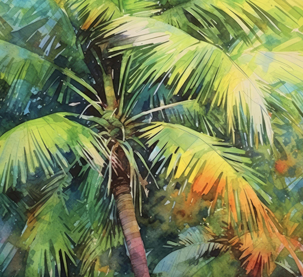 Palm Tree Fronds Botanical Art Prints Coastal Wall Art Watercolor Nature Inspired Island Summer Gift Beach House Decor