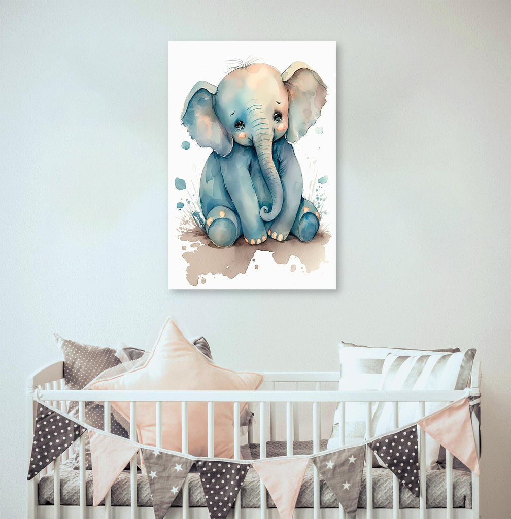 Baby Elephant Watercolor Print Jungle Africa Nature Wall Art Kids Nursery Wildlife Gift Cute Animal Home Decor