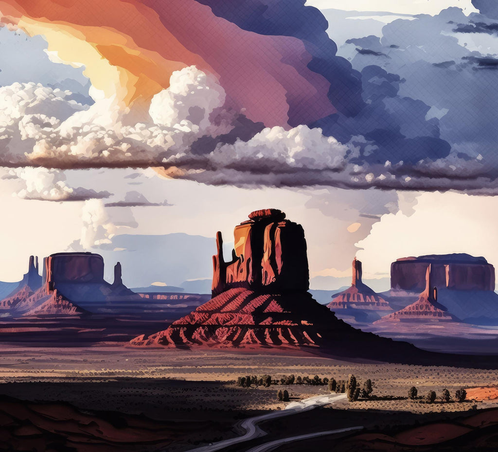 Monument Valley Desert Sunset Art Print Arizona Sonoran Watercolor Southwest Wall Art Boho Wall Decor Gift Southwestern Decor