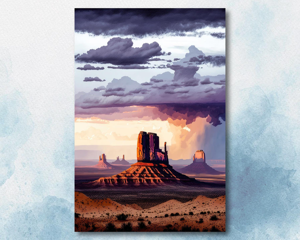 Monument Valley Desert Sunset Art Print Arizona Sonoran Watercolor Southwest Wall Art Boho Wall Decor Gift Southwestern Decor