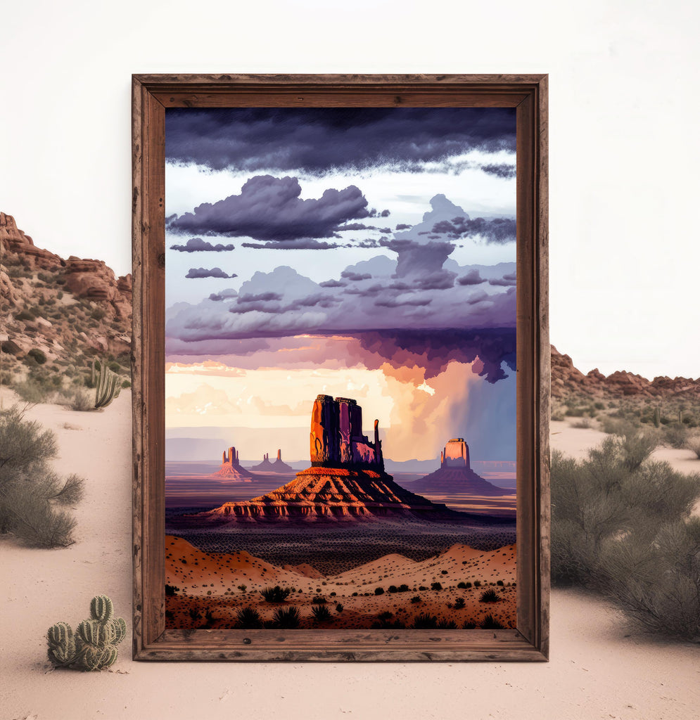 Monument Valley Desert Sunset Art Print Arizona Sonoran Watercolor Southwest Wall Art Boho Wall Decor Gift Southwestern Decor