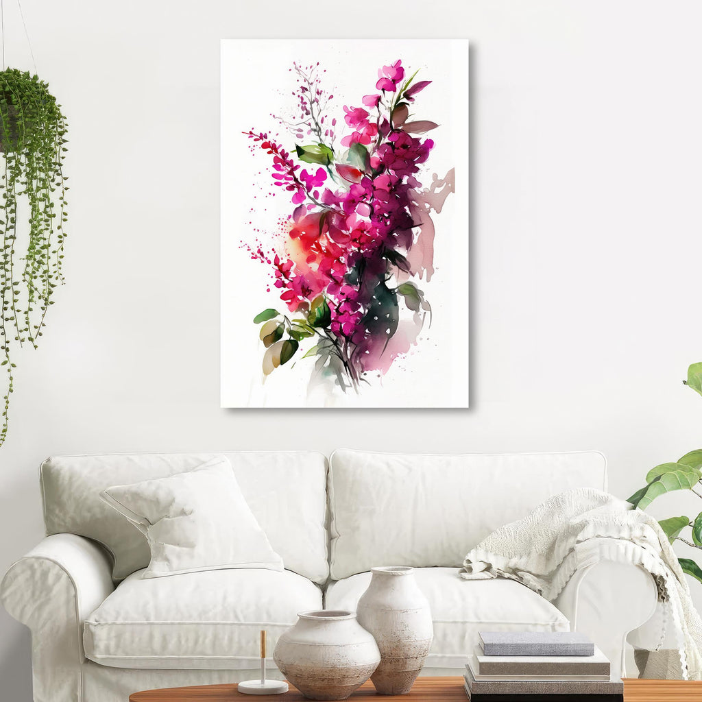 Bougainvillea Vines Watercolor Painting Floral Print Mediterranean Botanical Wall Art Magenta Tropical Flowers Gift Nature Inspired Decor