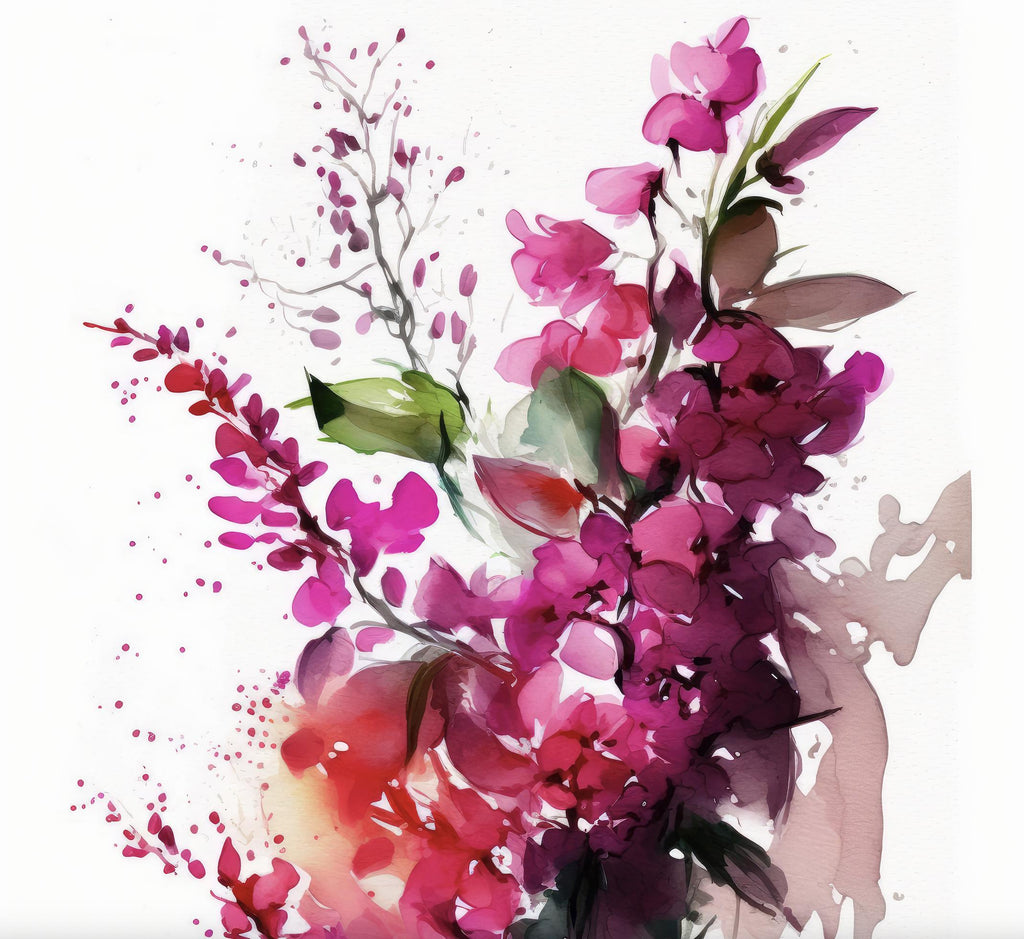 Bougainvillea Vines Watercolor Painting Floral Print Mediterranean Botanical Wall Art Magenta Tropical Flowers Gift Nature Inspired Decor