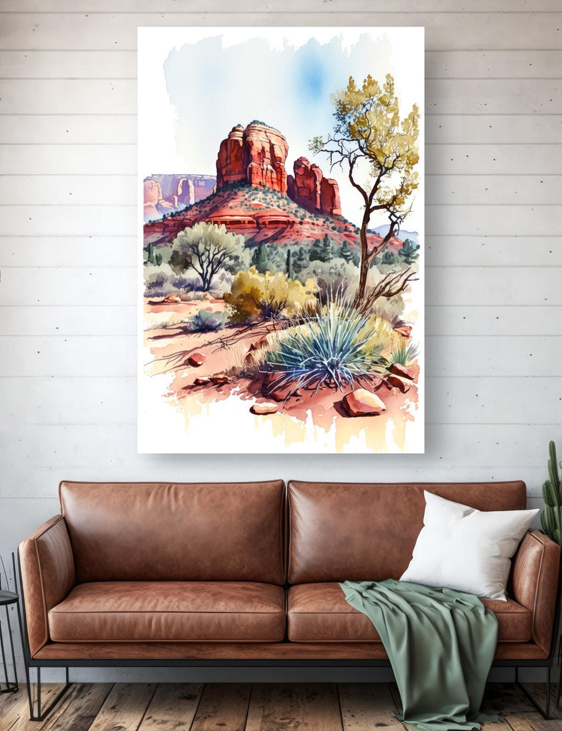 Arizona Cactus Flowers Wall Art Print Desert Landscape Painting Nature Inspired Boho Wall Decor Gift Sonoran Art Southwest Decor