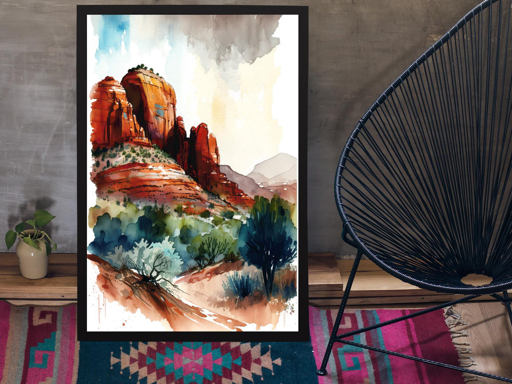 Watercolor Sedona Print Arizona Southwest Wall Art Landscape Art Gift Desert Home Western Decor