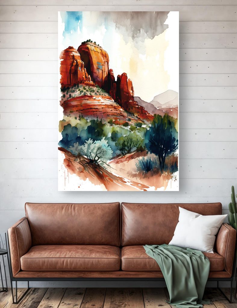Watercolor Sedona Print Arizona Southwest Wall Art Landscape Art Gift Desert Home Western Decor