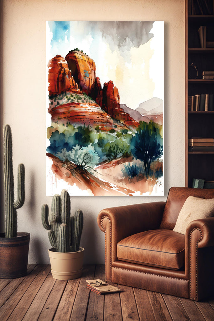 Watercolor Sedona Print Arizona Southwest Wall Art Landscape Art Gift Desert Home Western Decor