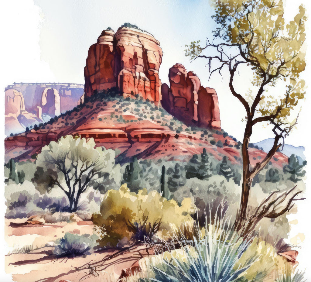 Watercolor Sedona Print Arizona Southwest Wall Art Landscape Art Gift Desert Home Western Decor