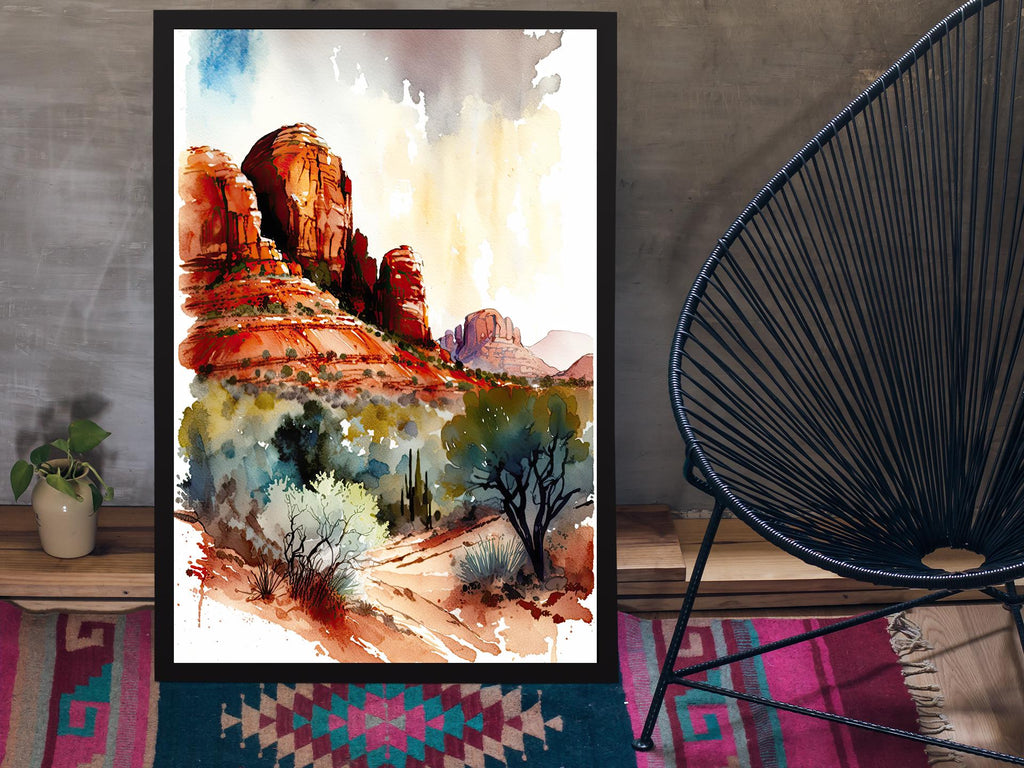 Watercolor Sedona Print Arizona Southwest Wall Art Landscape Art Gift Desert Home Western Decor