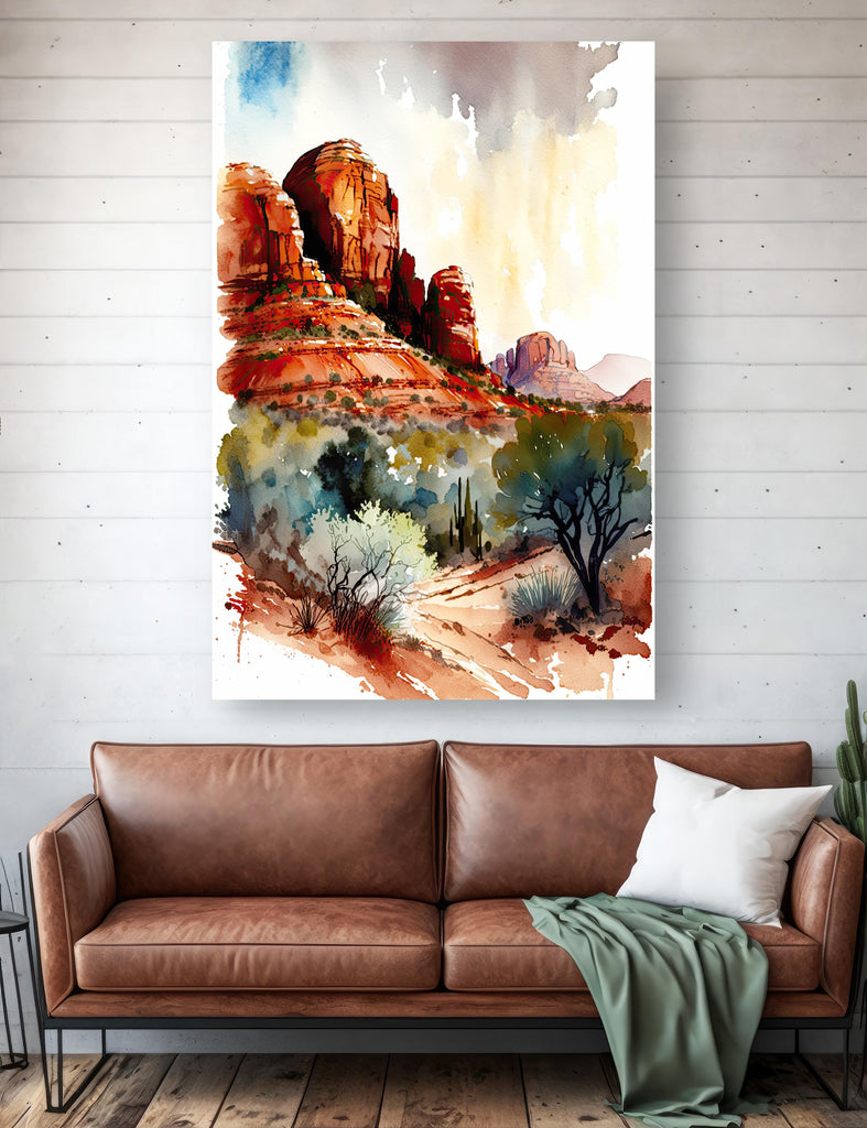 Watercolor Sedona Print Arizona Southwest Wall Art Landscape Art Gift Desert Home Western Decor