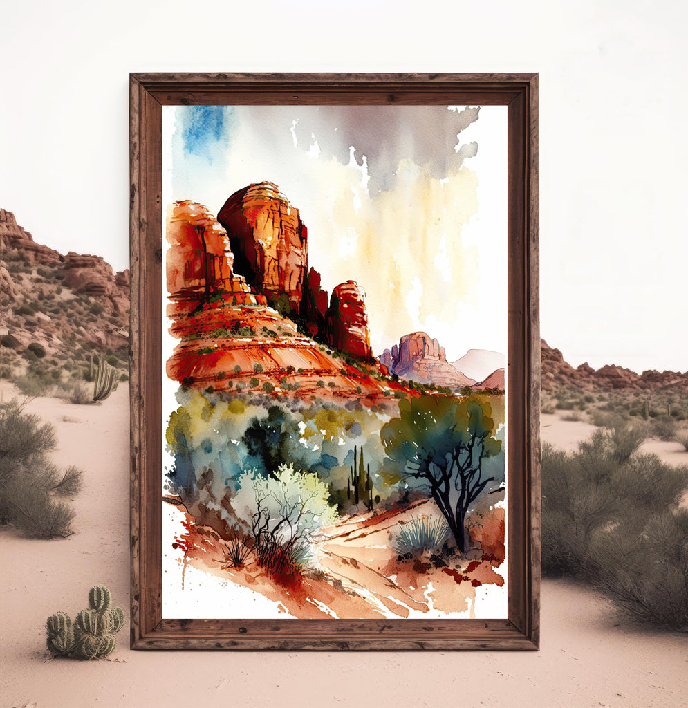 Watercolor Sedona Print Arizona Southwest Wall Art Landscape Art Gift Desert Home Western Decor