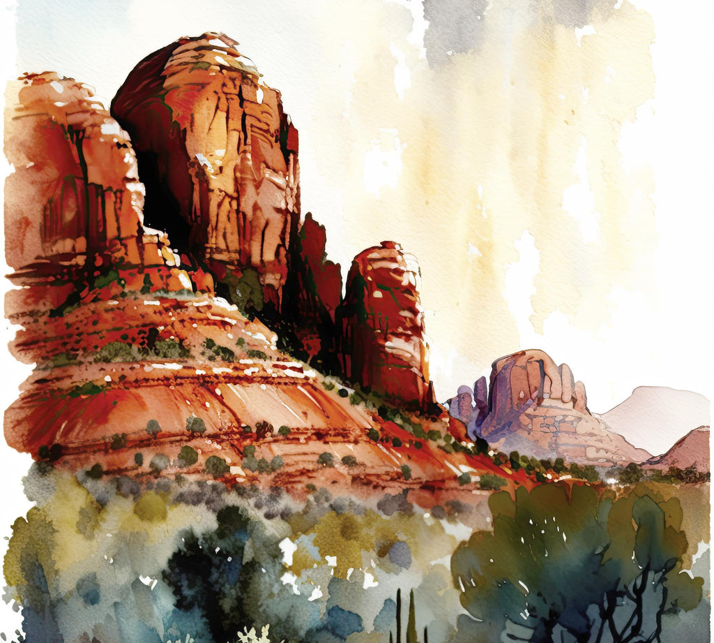 Watercolor Sedona Print Arizona Southwest Wall Art Landscape Art Gift Desert Home Western Decor